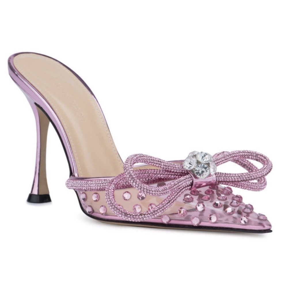 Mach & Mach Pink Double Bow Crystal Mule